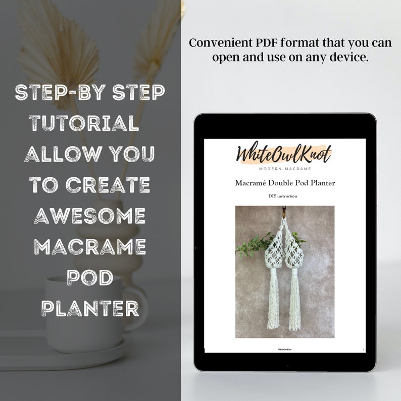 PDF Pattern Macrame Double Pod Planter, Macrame Plant Hanger Tutorial ...