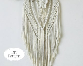 DIY Macrame Wall Hanging with Flower, BEGINNER friendly, Set of 3 Macrame PDF Patterns, Step by Step Instructions, Direct Instant Download