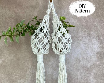 PDF-patroon Macramé dubbele pod plantenbak, macramé plantenhanger tutorial, digitale download, patroon voor een luchtplantennest COZY POD