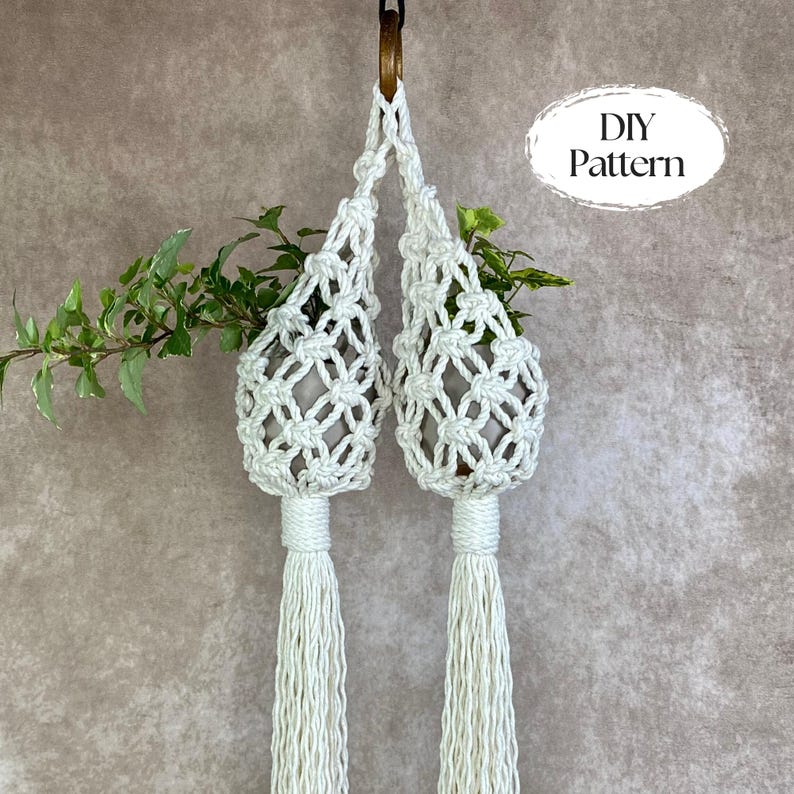 Macrame Pod PDF Pattern Macrame Double Pod Planter, Macrame Plant Hanger Tutorial ...