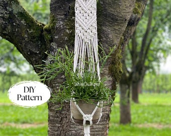 DIY Macrame plant hanger, geometric wall plant hanger PDF Pattern, macramé pattern beginner, DIY macrame, step by step, how to plant hanger