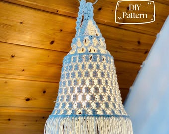 PDF pattern Macrame Chandelier, Macrame Lampshade DIY Pattern, macramé pattern beginner, DIY Macrame, step by step Pattern