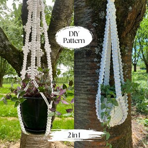 SET of 2 Without Tassel on Bottom Macrame Plant Hangers, Macrame Pattern, No Tail Hanging Planter, Farmhouse Decor, Digital Written Pattern