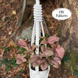 Macrame plant hanger PDF pattern, spiral plant hanger DIY, macramé pattern beginner, DIY macrame, step by step, how to plant hanger