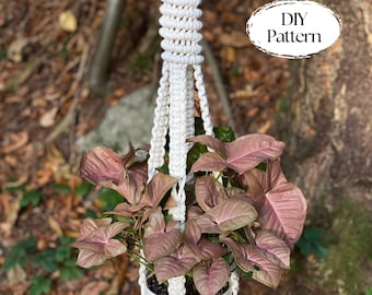 Macrame plant hanger PDF pattern, spiral plant hanger DIY, macramé pattern beginner, DIY macrame, step by step, how to plant hanger