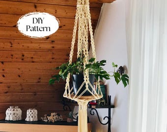 Patrón DIY para colgar plantas de macramé: para macetas de cualquier tamaño. Maceta de cuerda para macetas grandes. Patrón DIY detallado. Ideal para regalar. Descarga instantánea.
