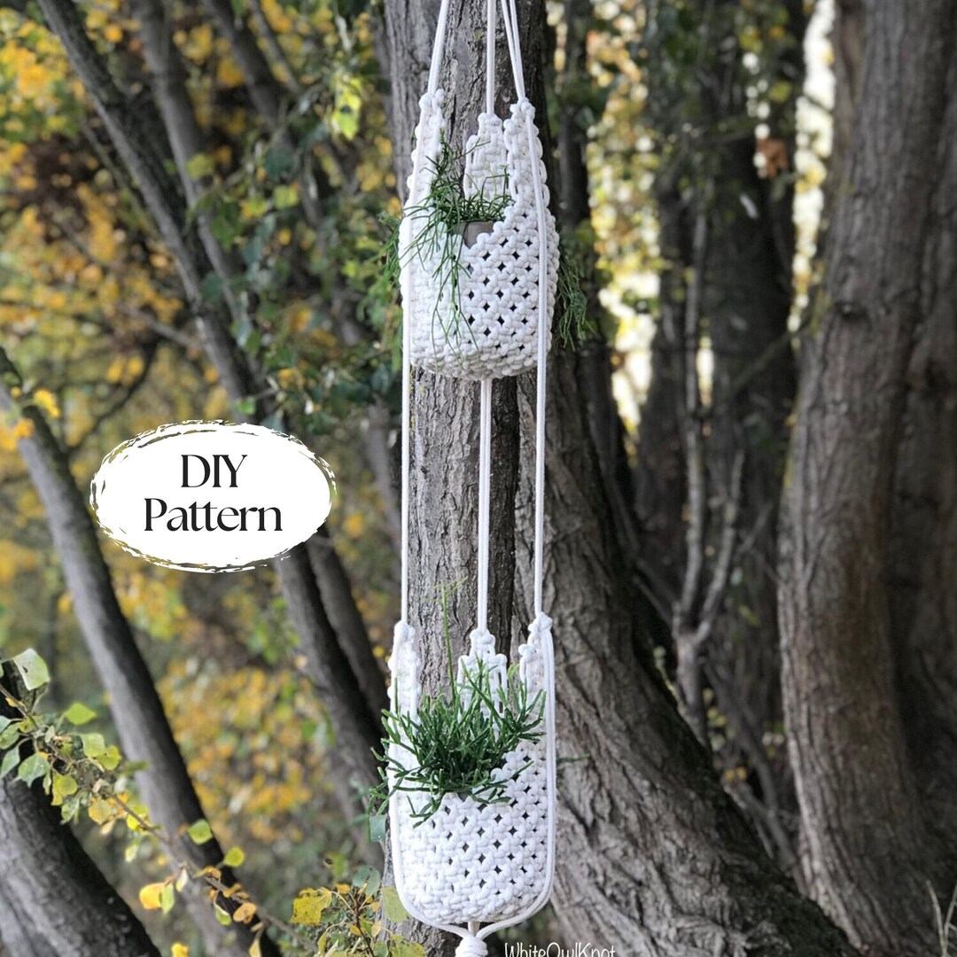 PDF Pattern Macrame Plant Hanger, Macrame Basket, Pod Planter, Macrame ...