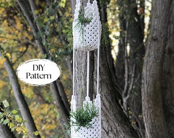 Patron PDF : Suspension pour plantes en macramé, panier en macramé, jardinière à dosettes, tutoriel macramé, téléchargement numérique, nid pour plantes aériennes, patron Cozy Pod