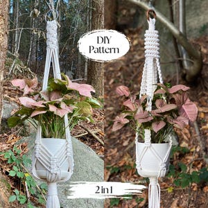 Ensemble de 2 modèles de suspension de plantes en macramé DIY, décoration d'intérieur éclectique, modèle de bricolage de décorations de porche, cadeau pour amoureux des plantes, macramé DIY