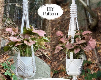 Ensemble de 2 modèles de suspension de plantes en macramé DIY, décoration d'intérieur éclectique, modèle de bricolage de décorations de porche, cadeau pour amoureux des plantes, macramé DIY