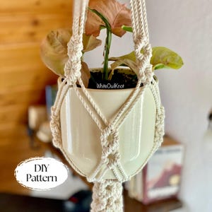 DIY Macrame plant hanger PDF pattern, Tutorial Instructions, Macrame Fiber Arts Pattern, BEGINNER Macramé, Instant Download, Gift Idea