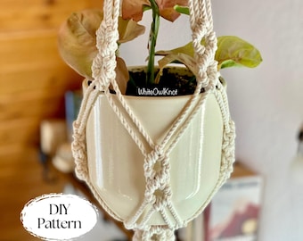 DIY Macrame plant hanger PDF pattern, Tutorial Instructions, Macrame Fiber Arts Pattern, BEGINNER Macramé, Instant Download, Gift Idea