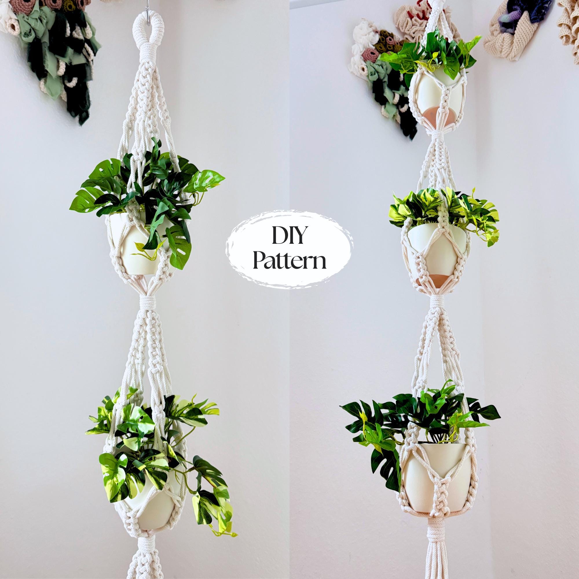 Triple Macrame Plant Hanger Pattern | DIY Hanging Planter Tutorial ...