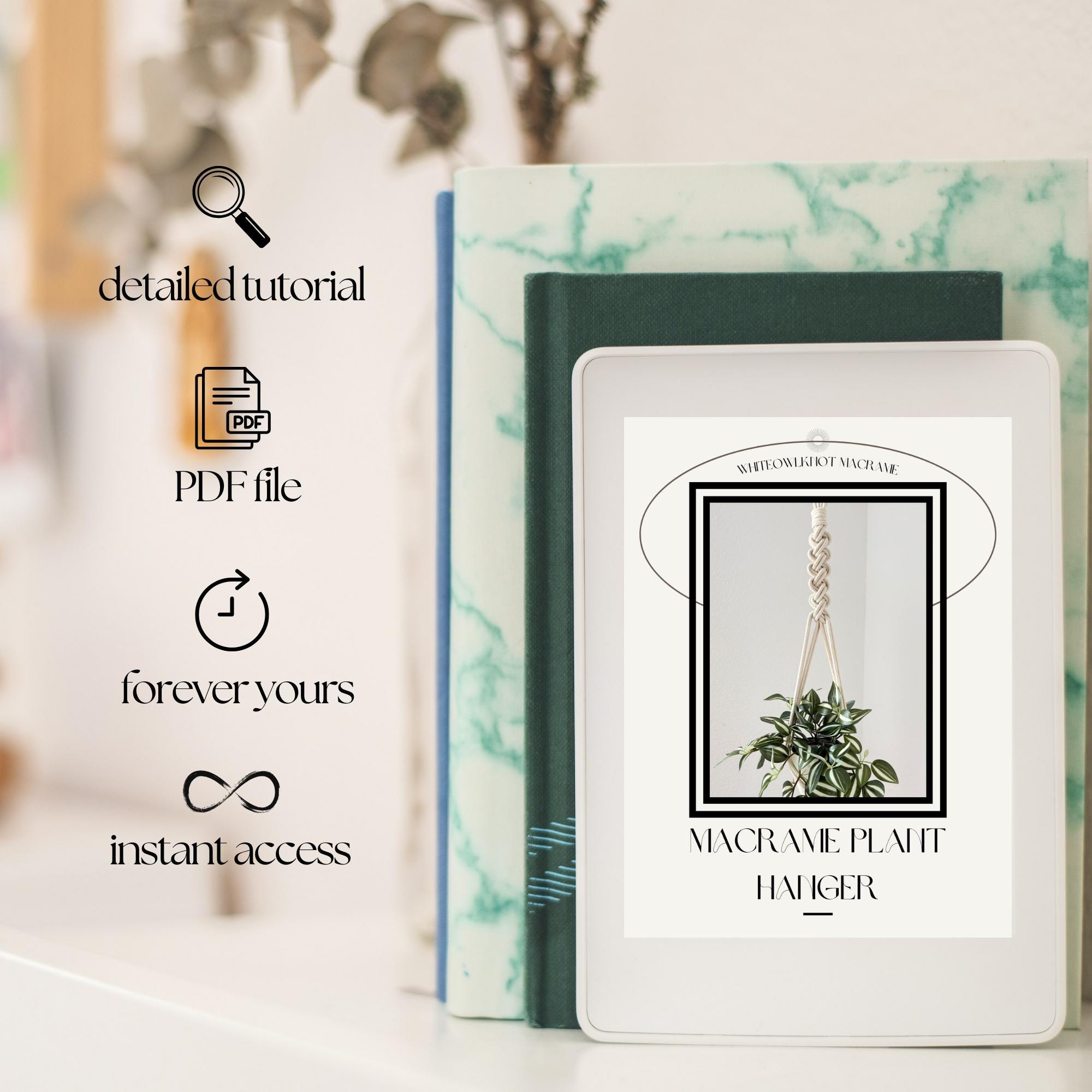 Macrame Plant Hanger Pattern PDF | DIY Hanging Planter Tutorial for ...