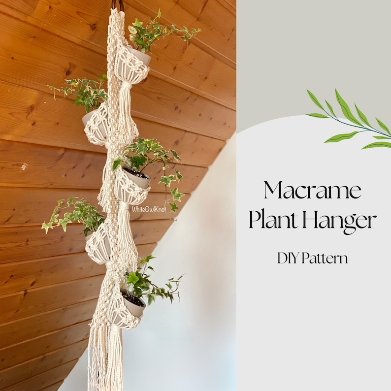 PDF pattern Macrame plant hanger, multiple plant hanger DIY, macramé pattern beginner, DIY macrame, cozy pod planter step by step image 1