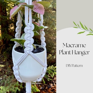 PDF pattern Macrame Plant Hanger, Weave Knot Plant Hanger DIY, Macramé pattern Beginner, DIY macrame, step by step, how to plant hanger image 1