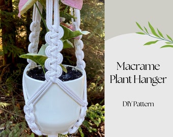 Modello PDF Appendiabiti per piante Macrame, Appendiabiti per piante con nodo intrecciato fai-da-te, modello Macramé Principiante, macramè fai-da-te, passo dopo passo, come appendere le piante