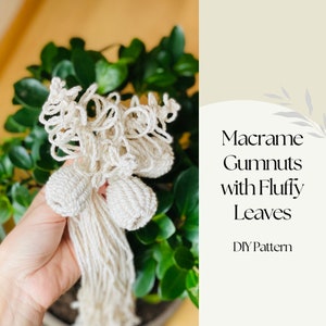 Macrame Pattern Gumnut with Fluffy Leaves. Macrame Flowers Tutorial. Step by Step Guide How To Create Macrame Flowers. Instant Download