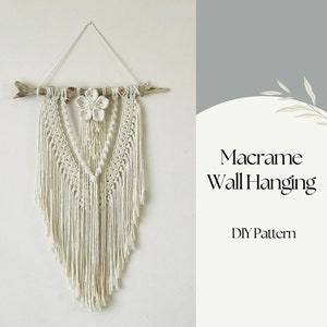 DIY Macrame Wall Hanging with Flower, BEGINNER friendly, Set of 3 Macrame PDF Patterns, Step by Step Instructions, Direct Instant Download