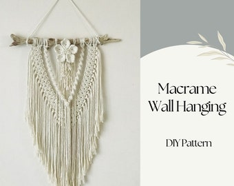 DIY Macrame Wall Hanging with Flower, BEGINNER friendly, Set of 3 Macrame PDF Patterns, Step by Step Instructions, Direct Instant Download