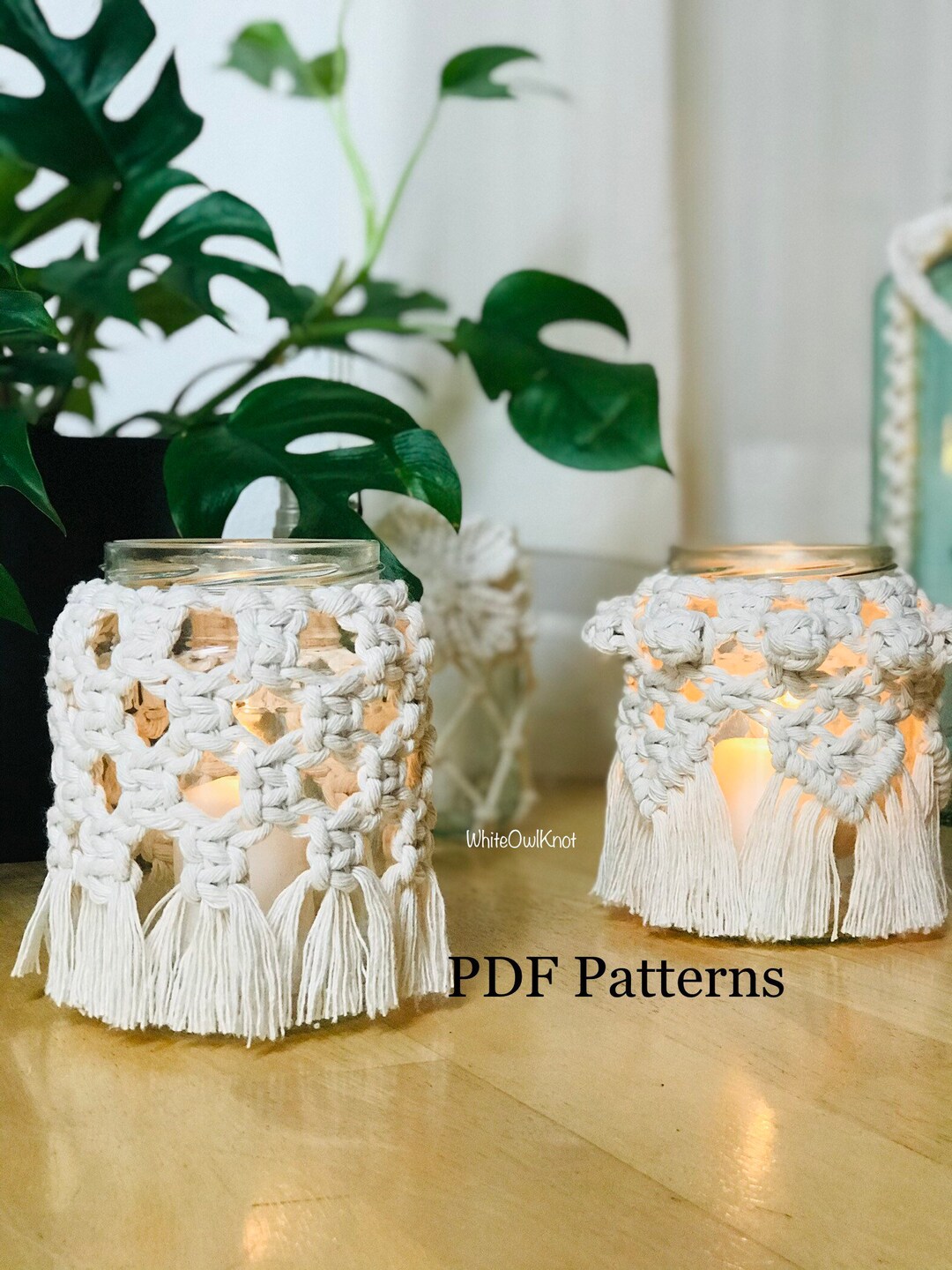SET of 2 Macrame Jar Cover Patterns Macrame Tutorial Macrame Etsy