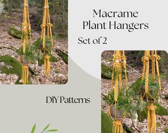DIY Macrame Plant Hanger Patterns - Set of 2 PDFs. Create Stunning Hanging Displays. Step-by-Step Guide. Macrame Patterns Instant Download