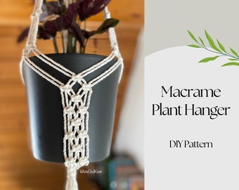 DIY PDF pattern macrame plant hanger, Square Knots easy to make macramé pattern beginner, DIY macrame, step by step, how to plant hanger