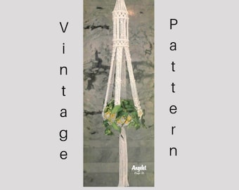 Vintage 70s PDF Plant Hanger, Macrame Plant Hanger, Instant Download PDF, Indoor Garden, DIY Home Decor, 1970s Craft Projects, Vintage Decor