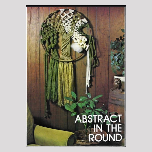 Abstract in the round Vintage Home Decor, Macrame Wall Hanging, PDF Macrame Pattern, 70s Vintage Wall Art, Instant Download