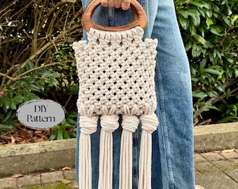 Macrame Bag PDF Pattern, DIY Boho Purse, Handbag Pattern, How to Macrame Bag, Modern Bag Macrame Pattern