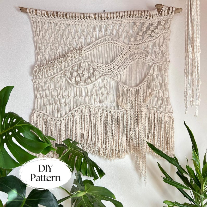 DIY Macraweave Wall Hanging, PDF Pattern and Macrame Knots and Techniques Video Tutorial, Macrame and Weaving Fiber Art, Boho Wall decor image 2