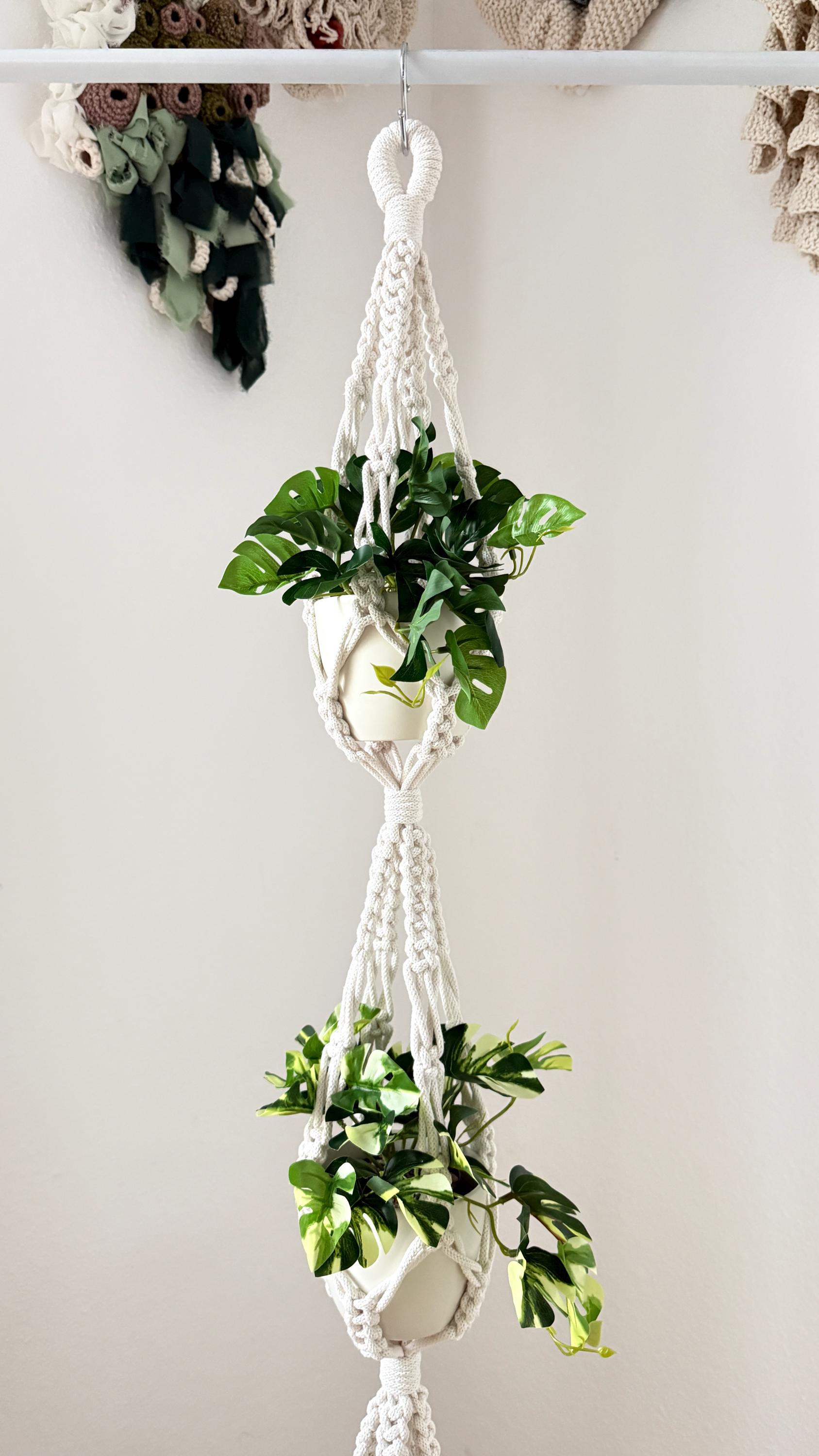Triple Macrame Plant Hanger Pattern | DIY Hanging Planter Tutorial ...
