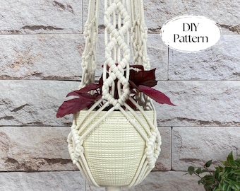 DIY Macrame Plant Hanger Pattern, Macrame DIY Written Tutorial, Macramé Pattern For Beginner, Indoor Garden Planter DIY, Christmas Gift Idea