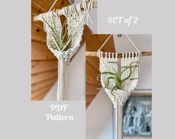 PDF Macrame Air plant Holder pattern,Set of 2 Macrame Plant Hanger Patterns,Home decor DIY instructions,Air Plant Terrarium,Plant lover gift