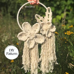 Macrame PATTERN Flower wreath, Written PDF, Set of macrame PDF Patterns, Instant download, diy digital macrame wall hanging tutorial