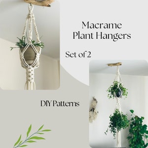 Set of TWO macrame plant hangers PDF Patterns, DIY macrame, macrame e-pattern, double plant hanger pattern, Fantasy Plant Hanger How To