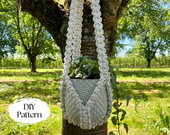 Patrón de macramé colgante sin borlas en la base. Mejora la decoración del hogar. Maceta colgante sin borlas. Casa moderna estilo granja. Descarga instantánea.