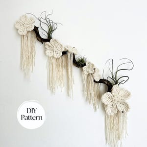 DIY Flower Stick Macrame Pattern, Written PDF, Set of 3 Macrame PDF Patterns, Digital Download Macrame Wall Hanging Tutorial,Fiber Art Decor