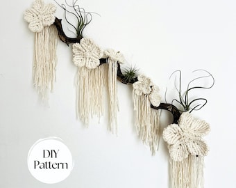 DIY Flower Stick Macrame Pattern, Written PDF, Set of 3 Macrame PDF Patterns, Digital Download Macrame Wall Hanging Tutorial,Fiber Art Decor