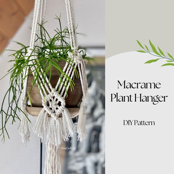 Patrón PDF Macramé colgador de plantas, colgador de plantas DIY, patrón macramé principiante, macramé DIY, paso a paso, como plantar colgador