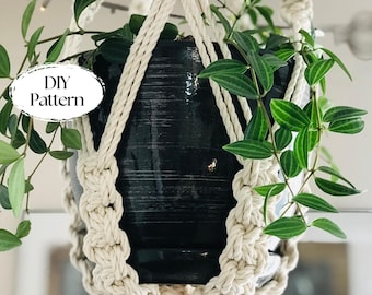 Macramé Pattern Plant Hanger pdf, DIY Tutorial Instructions, Macrame Fiber Arts Pattern, Instant Download, How To Macrame Plant Hanger