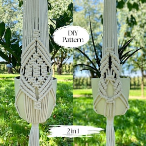 Set of 2 Macrame Plant Hanger Patterns: Create Your Own Stunning Home Decor - Step-by-Step Guide for Crafting Diamond Eclectic Plant Holders