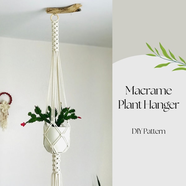 Macrame Plant Hanger Pattern, Plant Hanger pdf DIY, Tutorial Instructions, Macrame Fiber Arts Pattern, BEGINNER Macramé, Instant Download