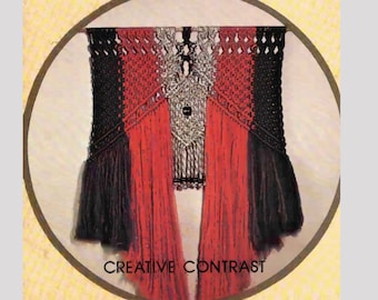Creative Contrast Vintage Home Decor, Macrame Wall Hanging, PDF Macrame Pattern, 70s Vintage Wall Art, Instant Download