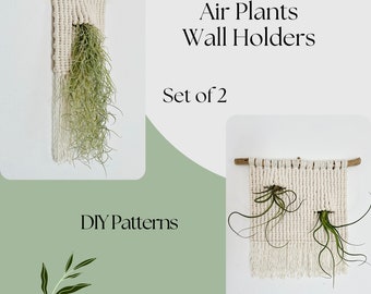 SET of 2 Macrame Air plant Holders PDF patterns, Macrame Plant Hanger Pattern, Air Plant Terrarium, Home decor DIY, Home Office Decor