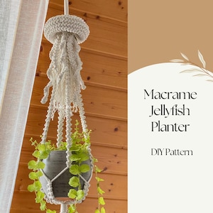 DIY padrão Macrame Jellyfish Plant Hanger, padrão Macrame PDF, padrão macrame passo a passo para iniciantes, padrão de download digital