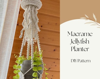 Patrón DIY Macrame Jellyfish Plant Hanger, Patrón Macrame PDF, Patrón macrame paso a paso para principiantes, Patrón Descarga Digital