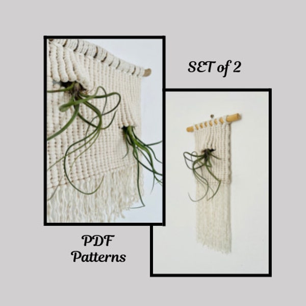 SET of 2 Macrame Air plant Holders PDF patterns, Macrame Plant Hanger Pattern, Air Plant Terrarium, Home decor DIY, Home Office Decor