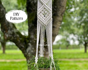 DIY Makramee-Pflanzenhänger, geometrisches Wand-Pflanzenhänger-PDF-Muster, Anleitung zum Pflanzenhänger, Heimwerker, DIY Makramee, Innen- und Außendekor
