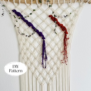 Patron de suspension murale en macramé DIY | Simple et facile pour les débutants | Design aérien inspiré du macramé des années 1970 | Téléchargement numérique